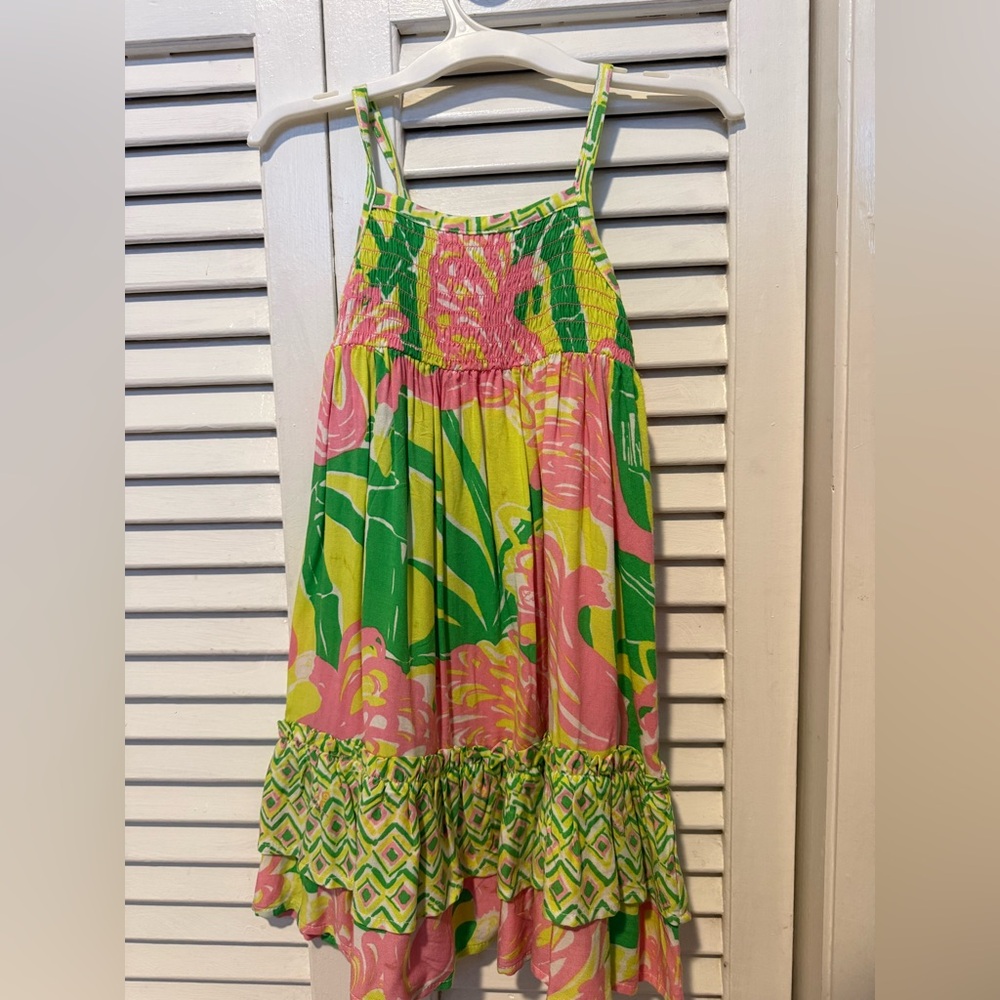 Lilly Pulitzer Pink Green Yellow Patterned Toddler Sundress